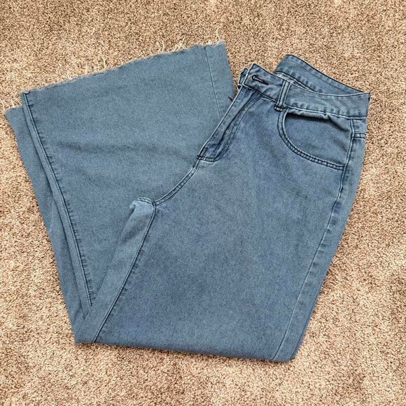 SHEIN Denim - Wide Leg Raw Hem Jeans | Size 30| Boho Festival